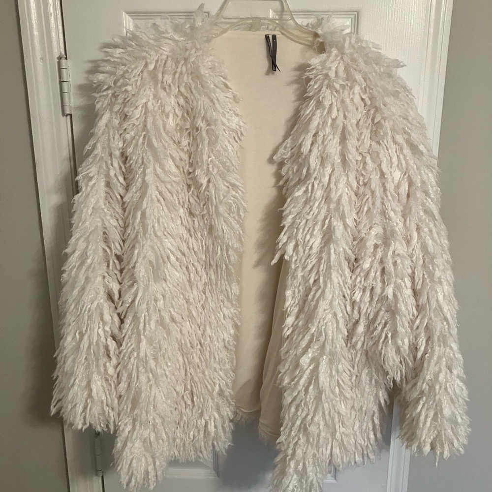 Anthropologie Cream/White Sherpa Coat